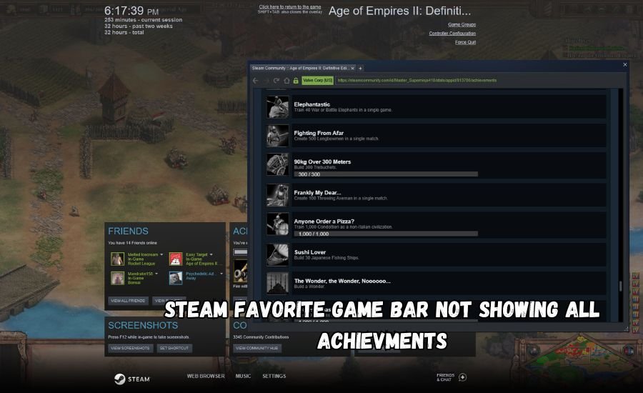 steam favorite game bar not showing all achievments